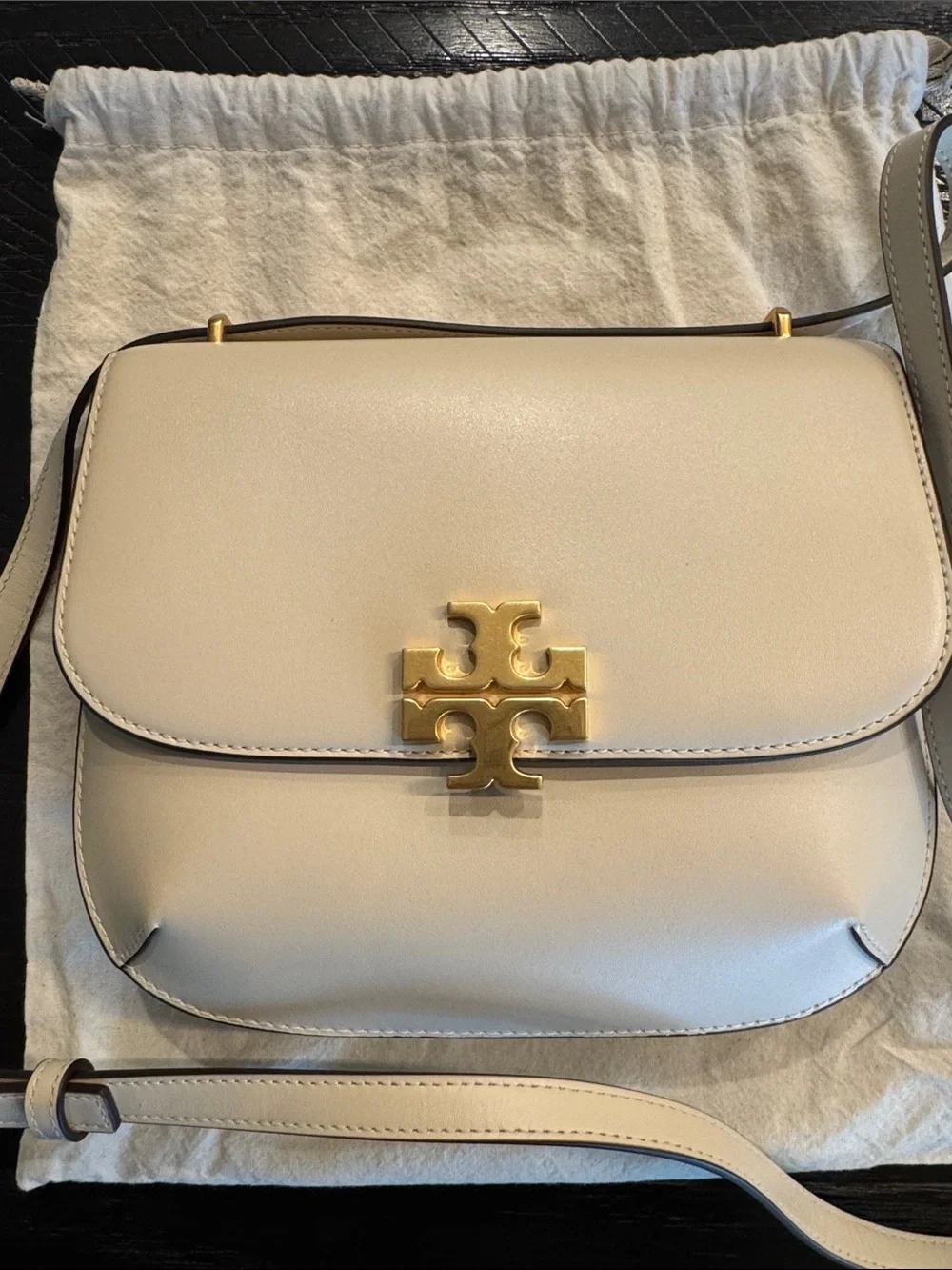 Tory Burch Cream Eleanor Crossbody Slim Saddle Bag